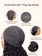 UNice 7x5 Bye Bye Slip TM Lace Black with Golden Brown Highlights Yaki Straight Wig with Invisi Drawstring