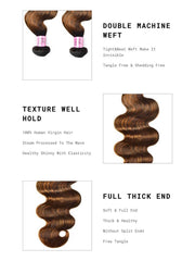 UNice Brown Balayage 13x4 Lace Closure With 3Pcs Body Wave Bundles