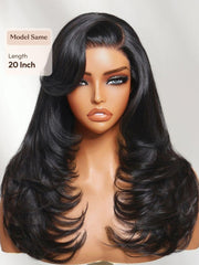 UNice 7x5 Bye-Bye Slip TM Lace Feathered Blowout Wig with Face-Framing Layers and Deep Side Part Bangs