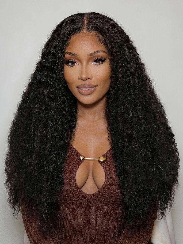 UNice Bye-Bye Knots TM 7x5 Lace Multi Textured Water Kinky Curly Wig with Invisi Drawstring