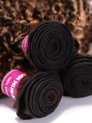 UNice Curly Hair With Blonde Highlight Human Hair Weft One Bundle