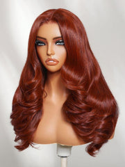 UNice 7x5 Bye Bye Slip TM Lace Reddish Brown Voluminous Layered Blowout Soft Body Wave Wig