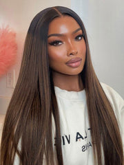 UNice Balayage Highlights 100% Human Hair 13x4 Pre-Everything TM Lace Frontal Yaki Straight Drawstring Wig