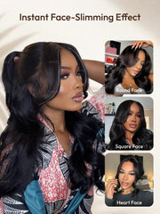 UNice 13x4 HD Real Scalp TM Wig Pull And Go Drawstring Loose Wave with Face Framing Curtain Bangs