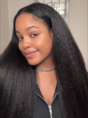 UNice InvisiBlend TM V part Kinky Straight Natural Black Wig Protect Your Natural Hair