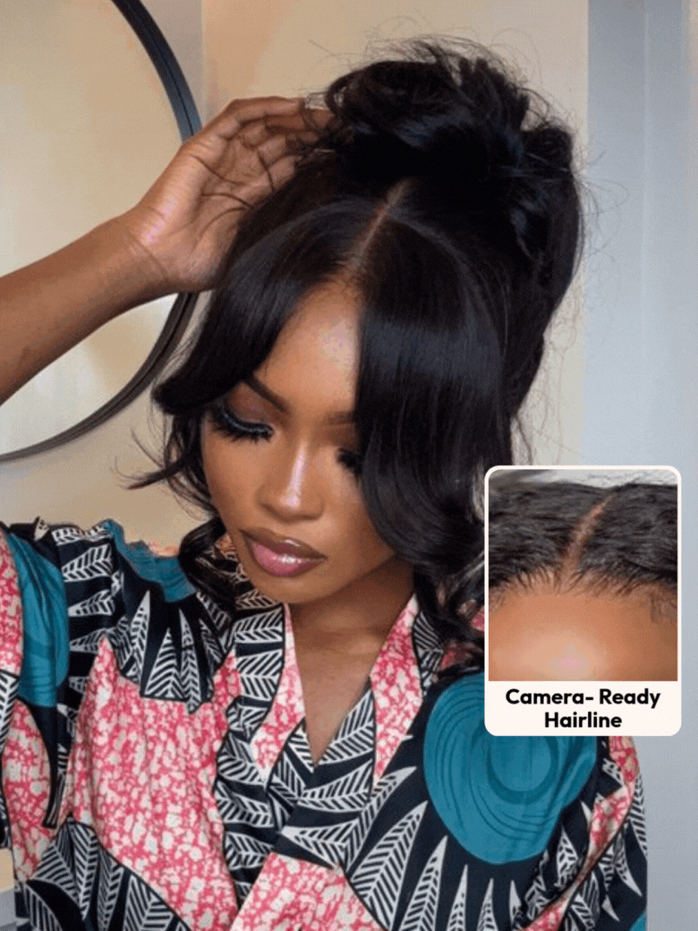 UNice 13x4 HD Real Scalp TM Wig Pull And Go Drawstring Loose Wave with Face Framing Curtain Bangs
