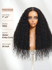 UNice Bye-Bye Knots TM 7x5 Lace Multi Textured Water Kinky Curly Wig with Invisi Drawstring