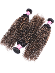 UNice #FB30 Brown Balayage Highlight 3Pcs Jerry Curly Human Hair Bundles