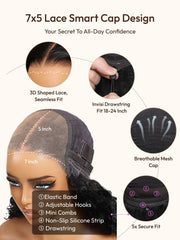 UNice 7x5 Bye-Bye Knots TM Wig Glueless Lace Sunset Jerry Curly & Afro Kinky Curly for Reddish Brown Drawstring Wig With Bleached Knots