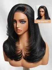 UNice Bye-Bye Knots TM 7x5 Lace Pre Side-Part Yaki Straight Wig with Blowout Feathered Layers