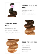 UNice Brazilian Ombre 4Pcs Body Wave Remy Human Hair Bundles