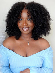 UNice InvisiBlend TM V part Wig Beginner Friendly Kinky Curly Protective Style Human Hair Wig 180% Density Protect Your Natural Hair