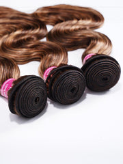 UNice Honey Blonde Piano Highlighted Body Wave 3Pcs Bundles With Closure Deal