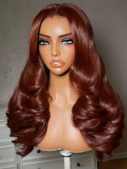 UNice 7x5 Bye Bye Slip TM Lace Reddish Brown Voluminous Layered Blowout Soft Body Wave Wig
