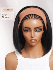 UNice Flip Over Half Wig Natural Black Yaki Straight Bob Wig