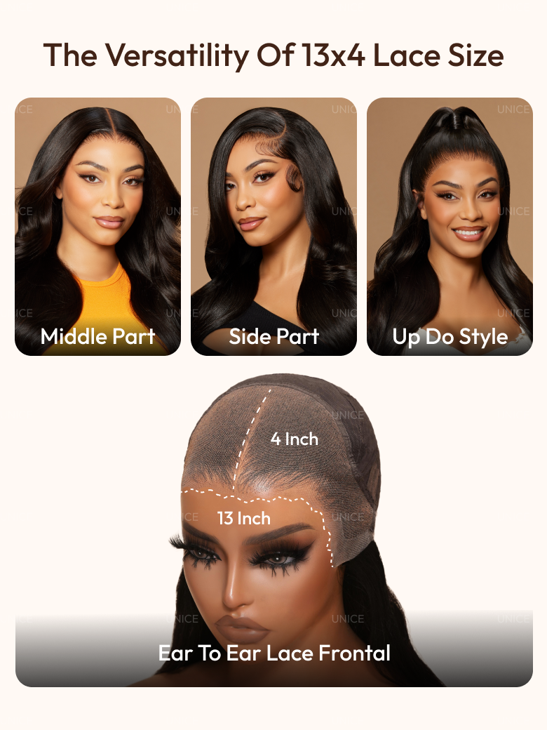 7x5 Bye-Bye Knots TM & 13x4 Pre-Everything TM Pull & Go Black Fluffy Loose Wave Wispy Bangs Glueless Wig