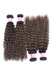 UNice #FB30 Brown Balayage Highlight 4Pcs Jerry Curly Human Hair Bundles