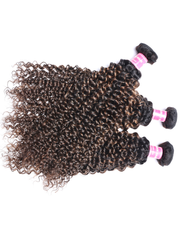 UNice #FB30 Brown Balayage Highlight 3Pcs Jerry Curly Human Hair Bundles