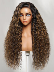 UNice 7x5 Bye Bye Slip TM Lace Balayage Highlights Water Wave Wig with Invisi Drawstring