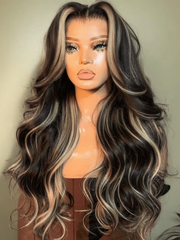 UNice 7x5 Bye-Bye Slip TM Lace Loose Wave Butterscotch Highlights Brown with Free Face Framing Bangs Wig 150% Density