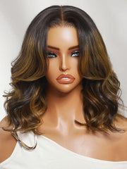 UNice 7x5 Bye Bye Slip TM Lace Balayage Highlights Body Wave Bob Wig with Invisi Drawstring