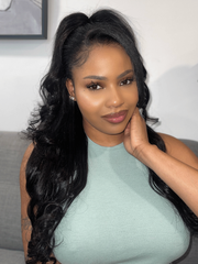 UNice InvisiBlend TM V part Natural Black Glueless Body Wave Wig Protect Your Natural Hair