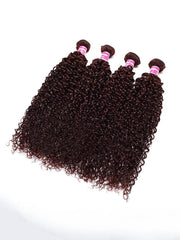 UNice Vibrant Reddish Brown Jerry Curl 4Pcs 100% Remy Human Hair Bundles Deal