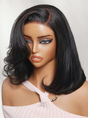 UNice 7x5 Bye-Bye Slip TM Lace Natural Black Side Part Blowout Bob Wig with Soft Curled Ends