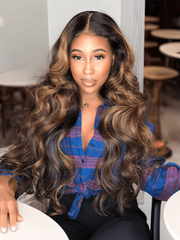 UNice Brown Balayage 13x4 Lace Closure With 3Pcs Body Wave Bundles