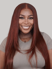 UNice Dark Auburn Straight Remy Human Hair 3 Bundles With Closure Deal