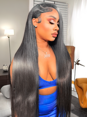 180% Density HD Lace 5x5 Closure Skin Melt Perfect Hairline Glueless Straight Wig with Bleached Knots