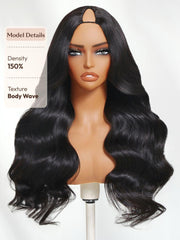 UNice InvisiBlend TM V part Natural Black Glueless Body Wave Wig Protect Your Natural Hair