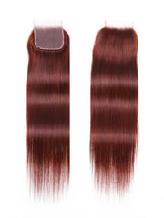 UNice Dark Auburn Straight Remy Human Hair 4 Bundles With Closure Deal