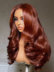 UNice 7x5 Bye Bye Slip TM Lace Reddish Brown Voluminous Layered Blowout Soft Body Wave Wig