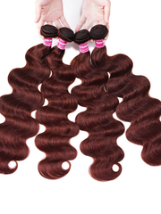 UNice Vibrant Reddish Brown Body Wave 4Pcs 100% Remy Human Hair Bundles Deal