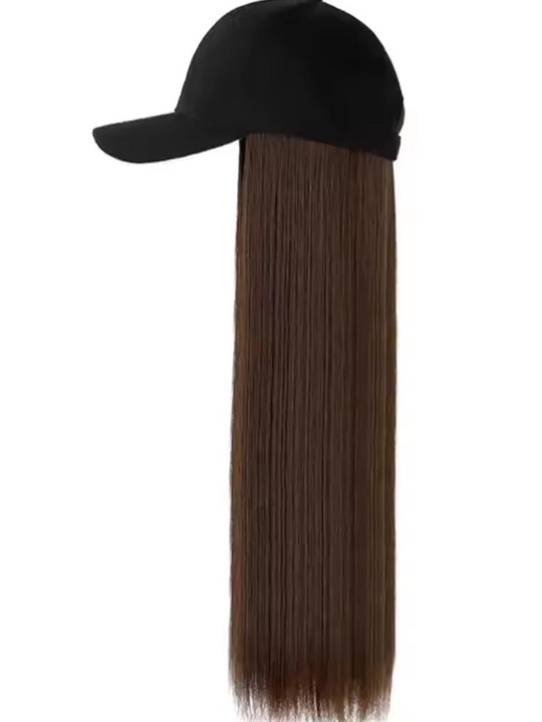 UNice Black Straight Baseball Hat Glueless Wig