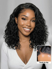 UNice Bye-Bye Slip TM 6X4 Glueless Lace "C" Side Part Loose Wavy Bob 220% High Density Drawstring Wig For Beginners