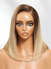 UNice Bye-Bye Slip 7x5 Lace Blonde with Brown Roots Side Part Blunt Bob Drawstring Wig 150% destiny