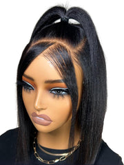 UNice 13x4 Lace Front Yaki Bob Wig Sweat-Proof Lace Cap- Pre-Cut, Pre-Bleached With Invisible Drawstring