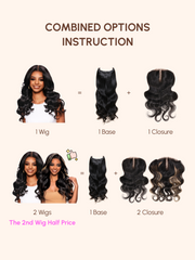 UNice Magic Lace Wig Black to Chestnut Brown Ombre Body Wave With Optional 7x5 Replaceable Lace Closure