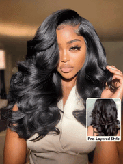 UNice 7x5 Lace Bye-Bye Slip TM Wig Feathered Layer Left Side Part 200% Density Wig with Secure Silicone Strips and Drawstring