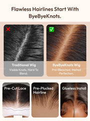 UNice 7x5 Bye Bye Slip TM Lace Balayage Highlights Yaki Straight Bob Wig with Invisi Drawstring
