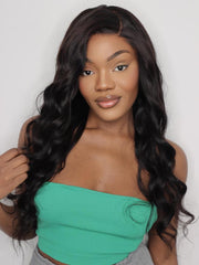 UNice Hair 3 Bundles Brazilian Body Wave With T Part Lace Closure