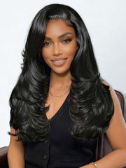 UNice 7x5 Bye-Bye Slip TM Lace Feathered Blowout Wig with Face-Framing Layers and Deep Side Part Bangs